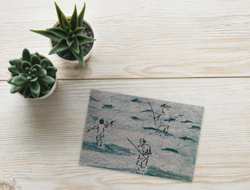 Pack of 5 Postcards -  different hand-painted cards
