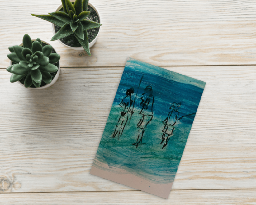 Pack of 5 Postcards -  different hand-painted cards